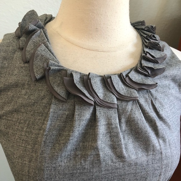NWT J. Crew Gray Dress Ruffle Neckline - Picture 3 of 8